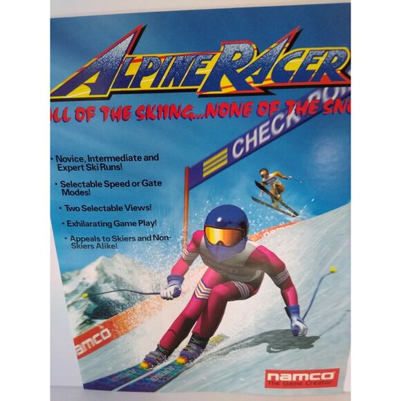 Alpine Racer Arcade FLYER Original 1995 NOS Video Game Skiing Sport Vintage Reto - Picture 2 of 5